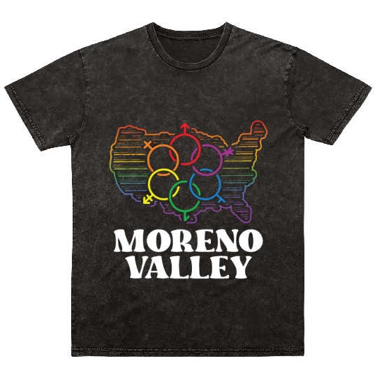 Moreno Valley Pride Flag Pride Month LGBTQ Flag Mineral Wash T Shirts
