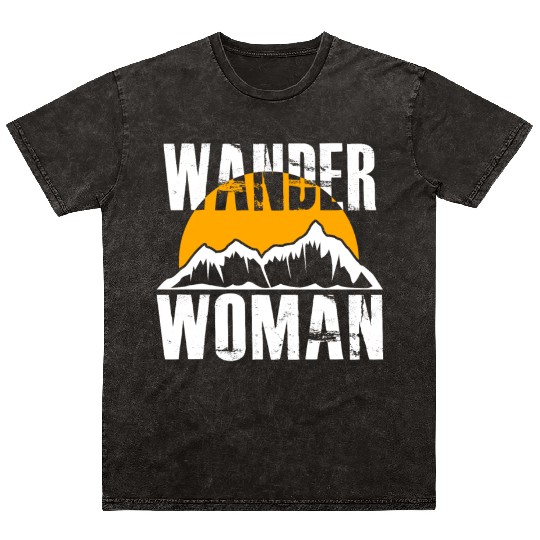 Wanderwoman Mountaineering Hiking Women Mineral Wash T Shirts