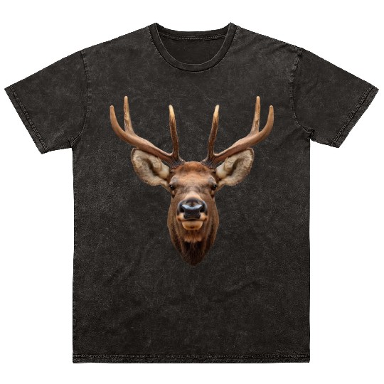 Elk Antlers Face Mineral Wash T Shirts