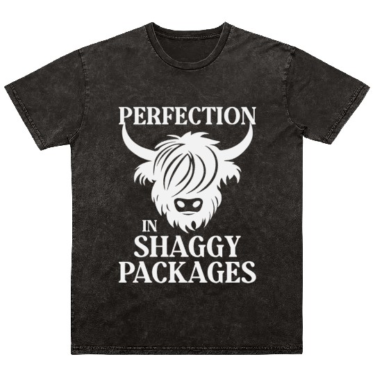 Perfection In Shaggy Packages Highland Cow Mineral Wash T Shirts