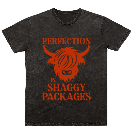 Perfection In Shaggy Packages Highland Cow Mineral Wash T Shirts