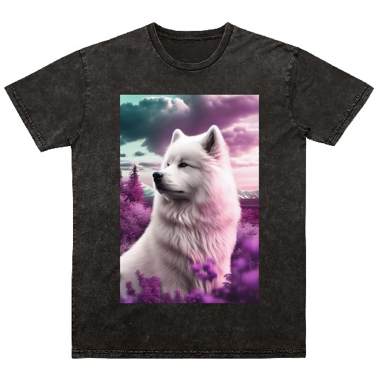 Samoyed Nature Mineral Wash T Shirts