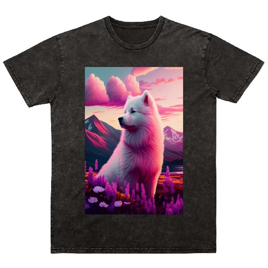 Samoyed Nature Mineral Wash T Shirts