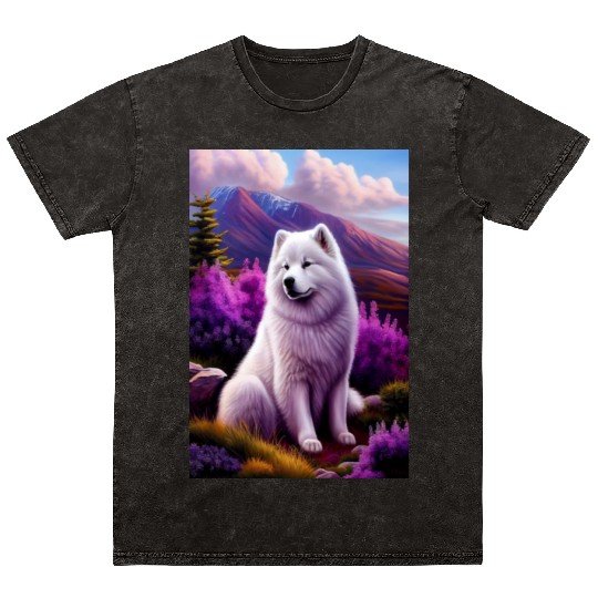 Samoyed Nature Mineral Wash T Shirts