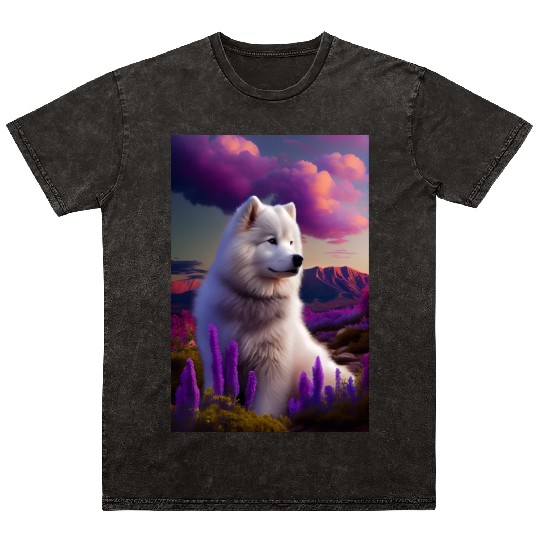 Samoyed Nature Mineral Wash T Shirts