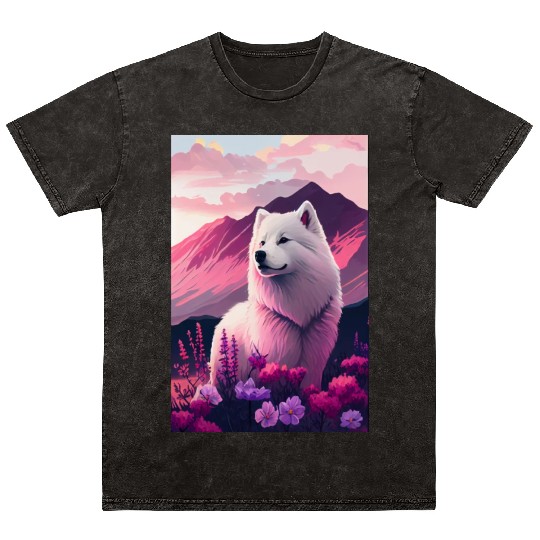 Samoyed Nature Mineral Wash T Shirts