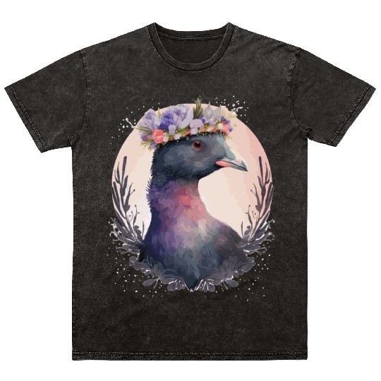 Cute Coot Bird Watching Flower Crown Floral Birdin Mineral Wash T Shirts