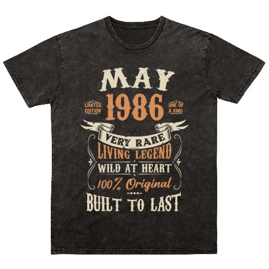 May 1986 Birthday Surprise Mineral Wash T Shirts