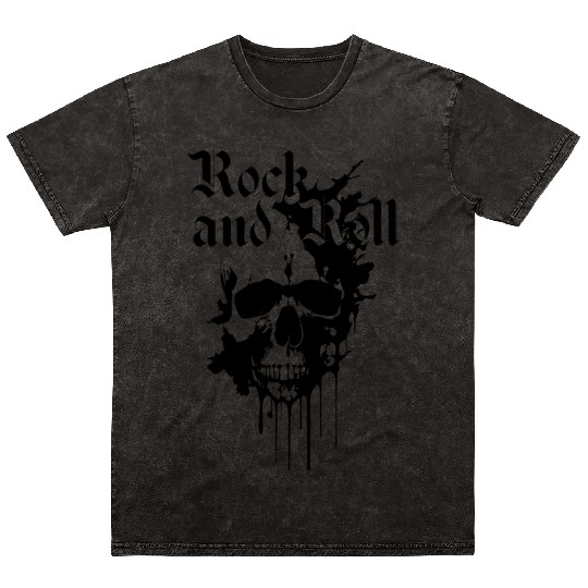 rock and roll skull with black and white ink Mineral Wash T Shirts