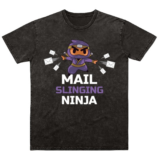 Mail Slinging Ninja Funny Postal Worker Mineral Wash T Shirts