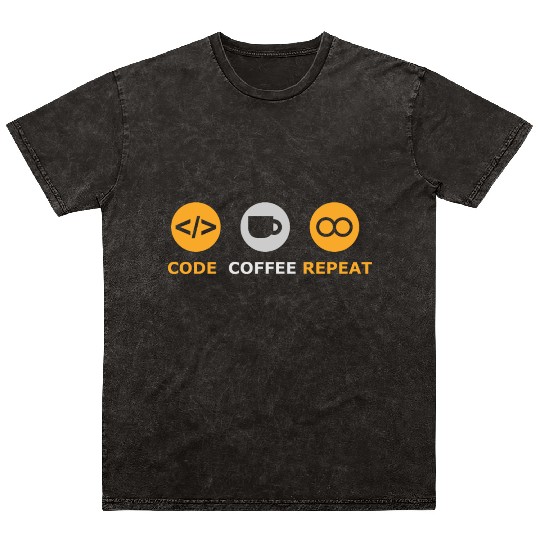 coffee code repeat software developer tech Mineral Wash T Shirts