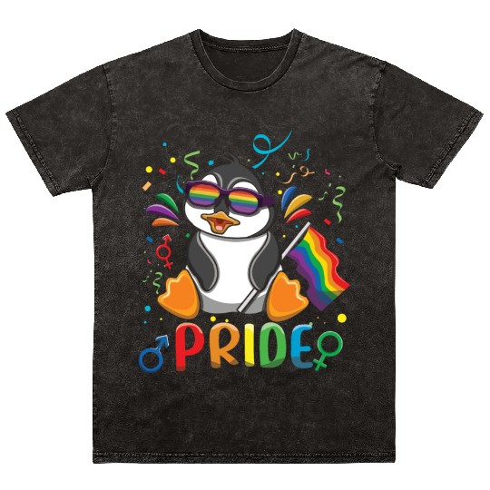 Love Penguin Gay LGBTQ Rainbow LGBT Pride Month Mineral Wash T Shirts