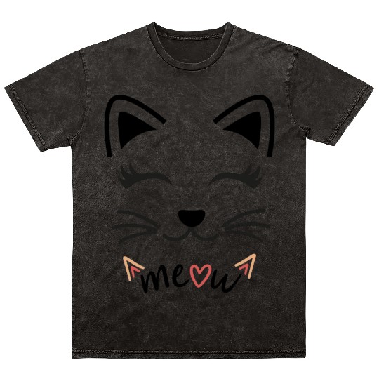 Cat meow design funny and cute Mineral Wash T Shirts