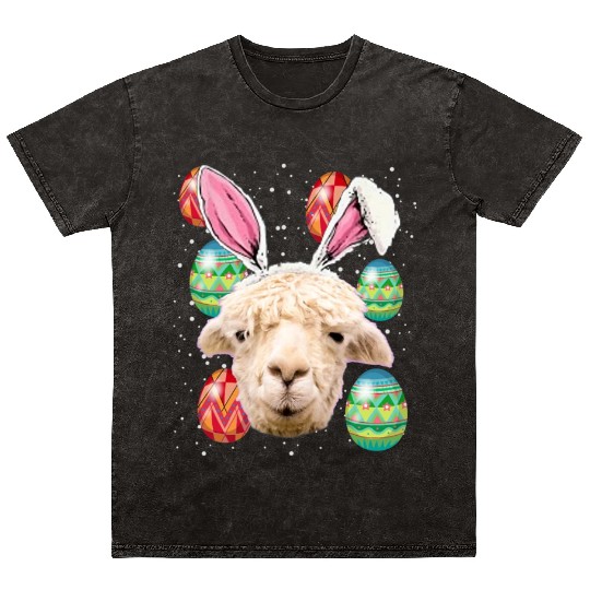 Easter Bunny Alpaca Funny Farmer Easter Alpaca Mineral Wash T Shirts