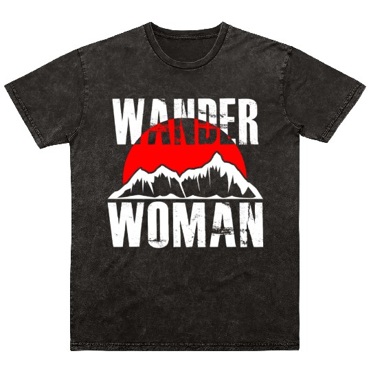 Wanderwoman Mountaineering Hiking Women Mineral Wash T Shirts