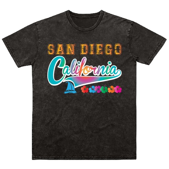 San Diego Vacation California Souvenir Beach Mineral Wash T Shirts