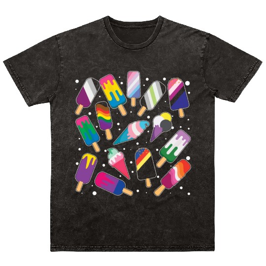 Popsicle Gay LGBTQ Rainbow LGBT Pride Month Mineral Wash T Shirts