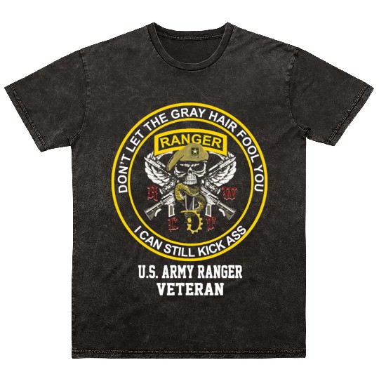 Funny Retired US Army Ranger Veteran USA Military Mineral Wash T Shirts