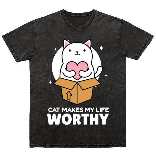 Cats Make My Life Worth It Cute Cat Lover Mineral Wash T Shirts