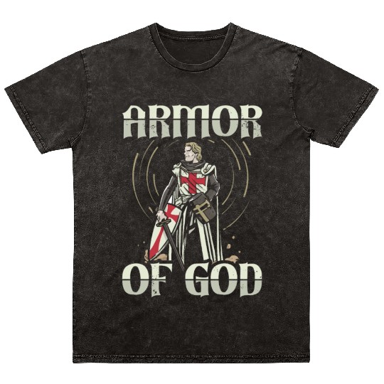 Armor of God Templar Knight Christian Faith Jesus Mineral Wash T Shirts