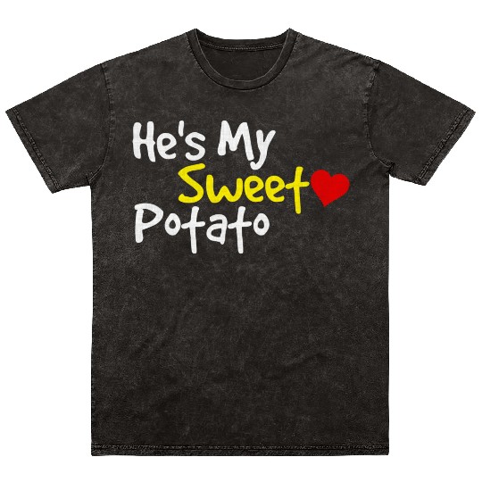 He s My Sweet Potato Funny Thanksgiving Couples Mineral Wash T Shirts