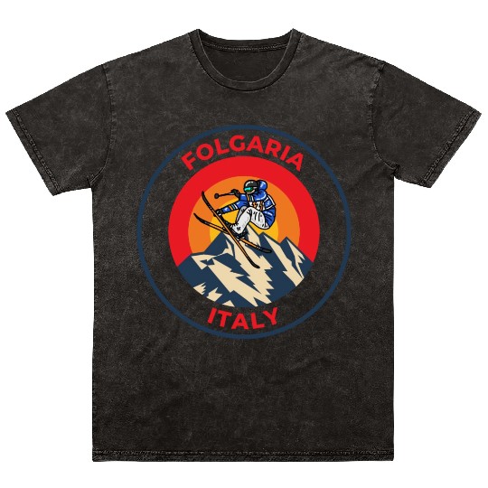 Vintage Cool Skiing in Folgaria Italy Sunset Mineral Wash T Shirts