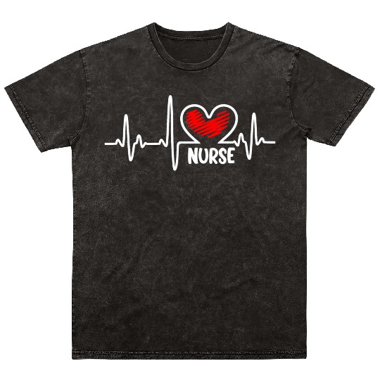 Nurse, heart beat Mineral Wash T Shirts