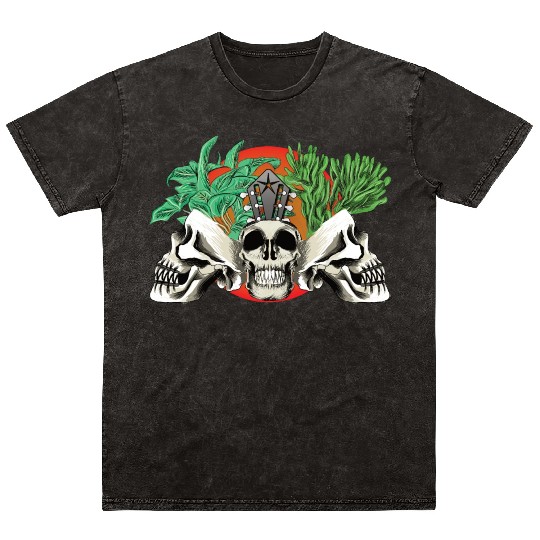 Skull Plant of the blood moon night light Mineral Wash T Shirts