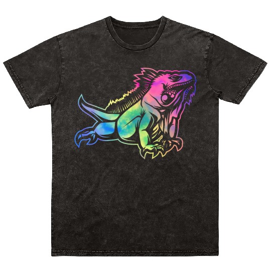 Colorful Lizard Iguana Reptile Lover Mineral Wash T Shirts