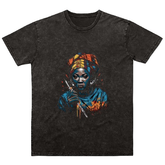 African American Nurse Afro Woman Syringe Nursing Mineral Wash T Shirts