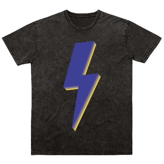 Lightning Bolt Blue 3D Mineral Wash T Shirts