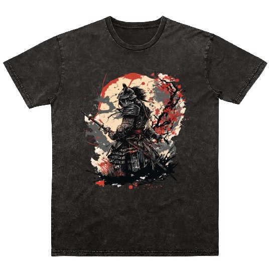 Samurai Warrior with Katana Mineral Wash T Shirts