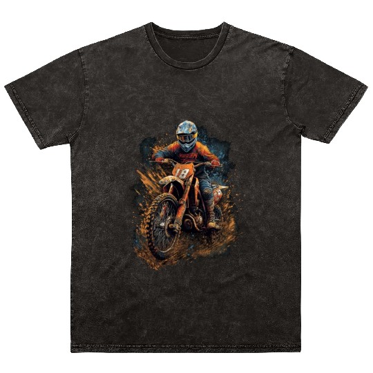 Dirt Bike Biker Motorcycle Mud Offroad Riding Mineral Wash T Shirts