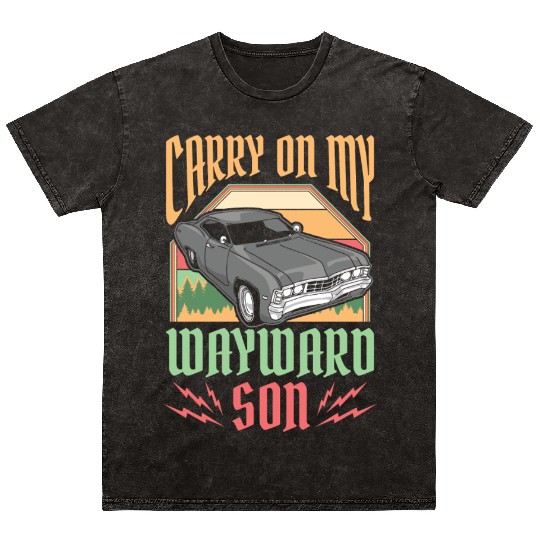 Carry On My Wayward Son Supernatural Mineral Wash T Shirts