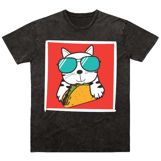 Cool Cat Taco Lover Mineral Wash T Shirts