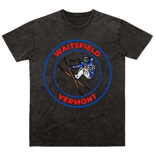 Retro Cool Skiing in Waitsfield Vermont Souvenir Mineral Wash T Shirts