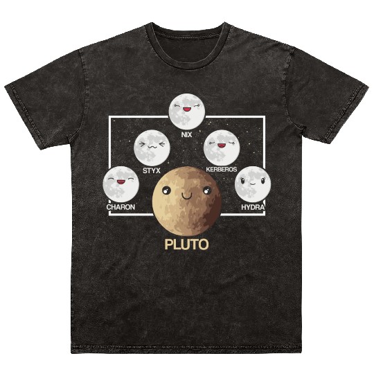 Pluto Moons Planet Space Lover Solar System Mineral Wash T Shirts