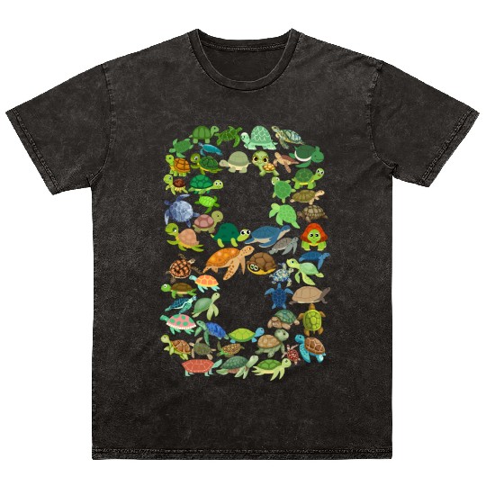 8th Birthday Sea Turtle Tortoise Theme 8 Year Old Mineral Wash T Shirts