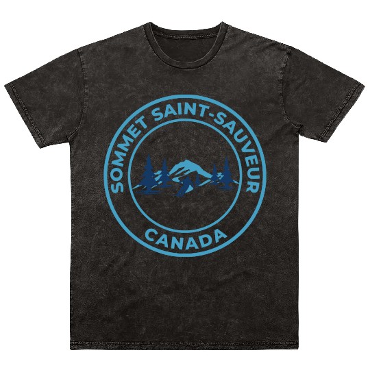 Retro Cool Skiing in Sommet Saint-Sauveur Canada Mineral Wash T Shirts
