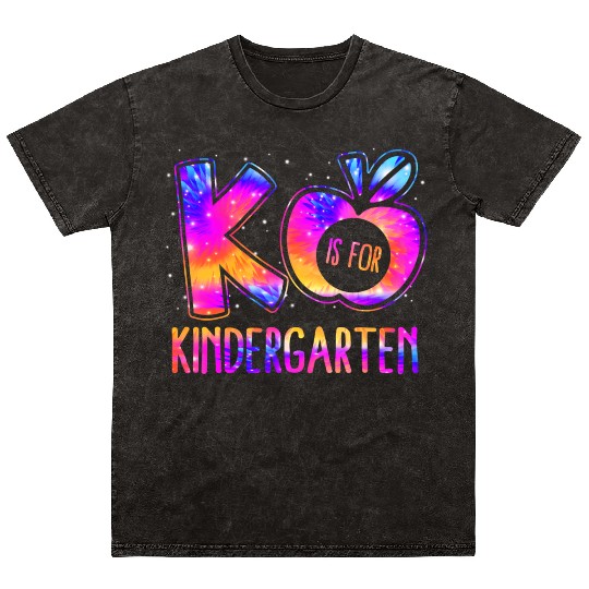 K Is For Kindergarten Teacher Tie Dye Back to Scho Mineral Wash T Shirts
