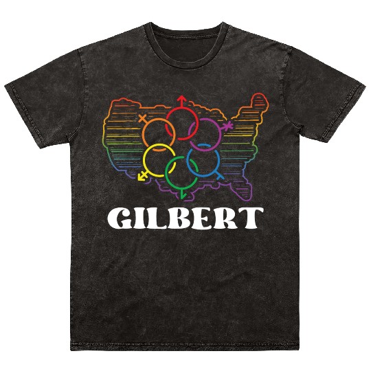 Gilbert Pride Month Pride Flag LGBT Community LGBT Mineral Wash T Shirts