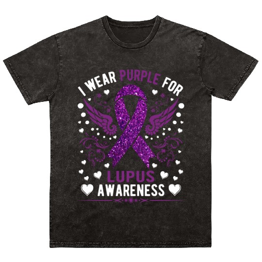 I Wear Purple For Lupus Awareness Month Men Women Mineral Wash T Shirts
