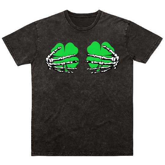 St Patricks Day Boob Pumpkin Shamrock Skeleton Han Mineral Wash T Shirts