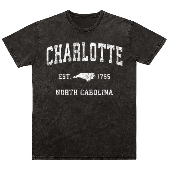 Charlotte North Carolina Nc Athletic Sports Mineral Wash T Shirts