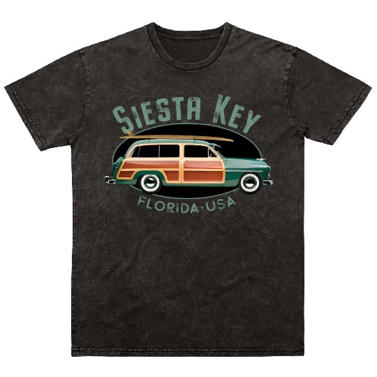 Siesta Key Florida Surfing Mineral Wash T Shirts