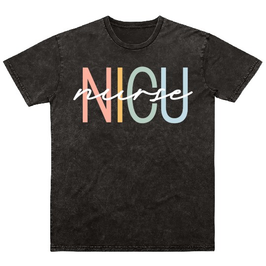 Nicu Nurse Icu Neonatal Boho Rainbow Team Tiny Hum Mineral Wash T Shirts