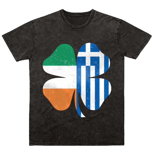 Greek Irish Shamrock Greece Ireland St Patrick'S D Mineral Wash T Shirts