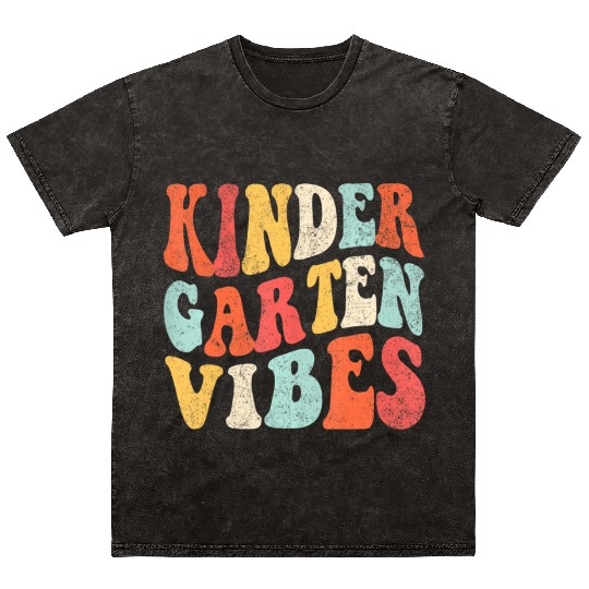 Kindergarten Vibes Funny Back to School Cute Teach Mineral Wash T Shirts