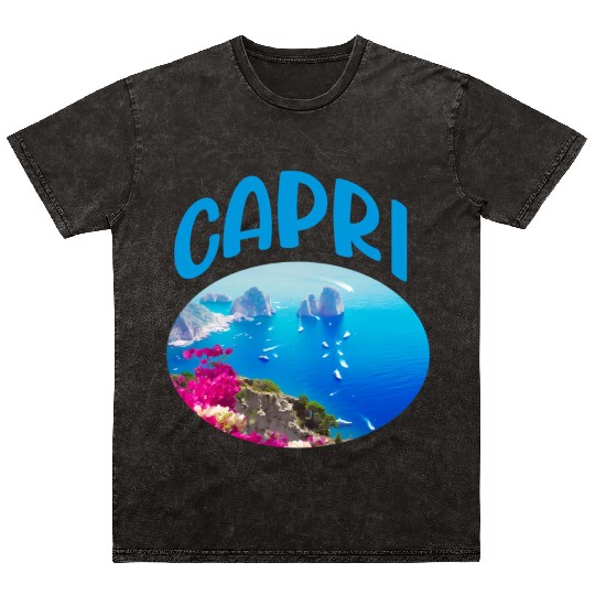 Cruise Capri Italy Ferry Turquoise Sea Cruising Is Mineral Wash T Shirts