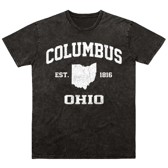 Columbus Ohio Oh State Athletic Style Mineral Wash T Shirts